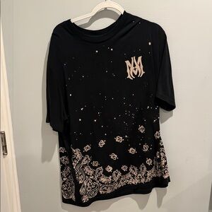 AMIRI Black and Cream Graphic Tee